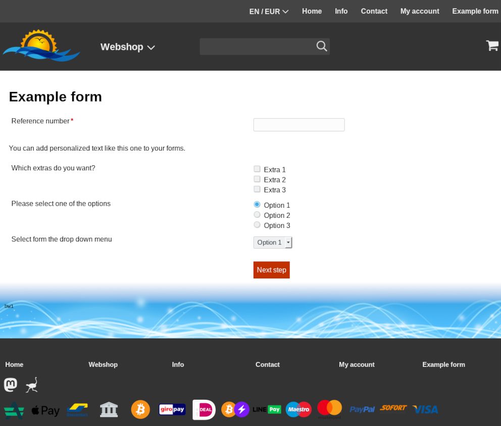 Form fields example