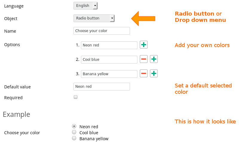 Colors with parameters